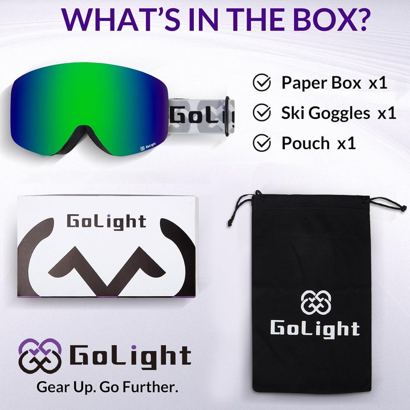 Golight XL Frameless Ski Goggles – OTG Snowboard Goggles with Anti-Fog Lens, UV400 REVO Mirror Protection for Men & Women - Image 3